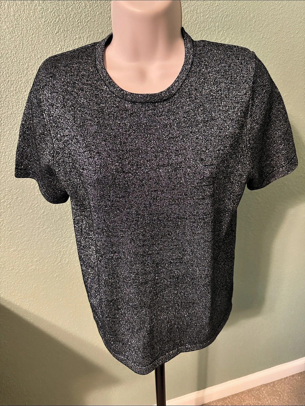 Allison Daley Short Sleeve Top in metallic black Like New
